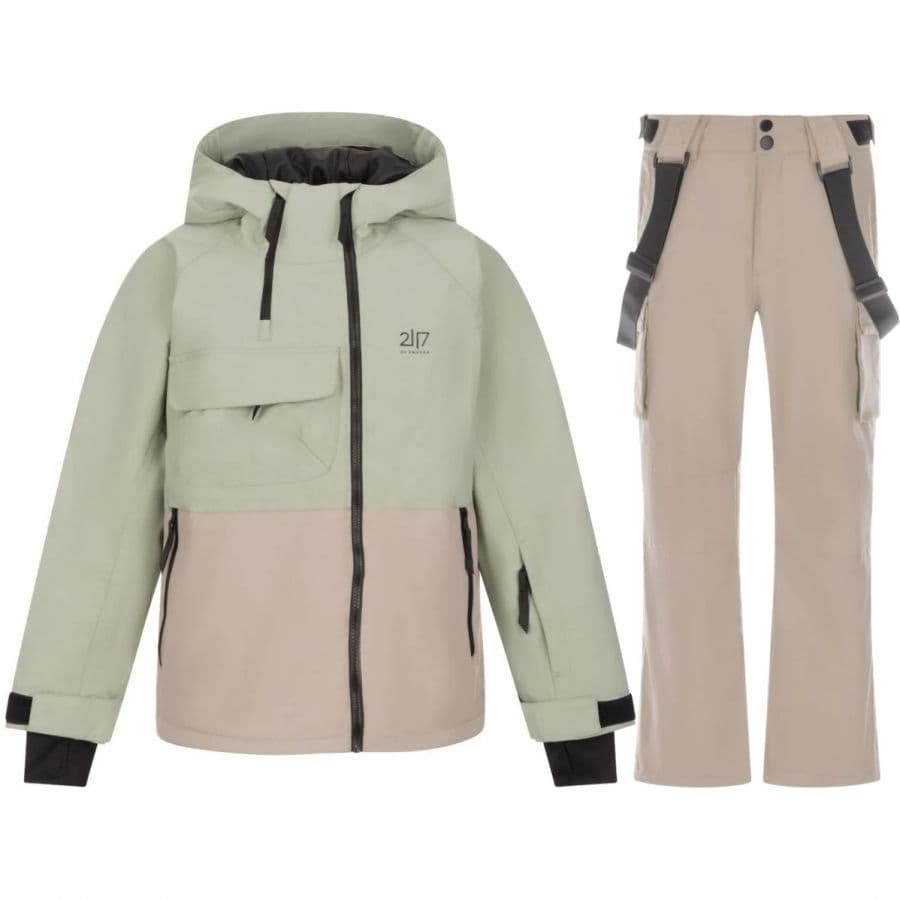 2117 of Sweden Kidden hiihtotakki/hiihtohousut setti, juniorit, vaaleanvihreä/beigea – 2117 of Sweden