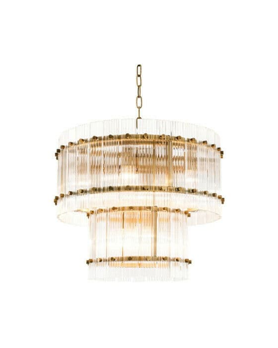 Ruby Chandelier Antique Brass