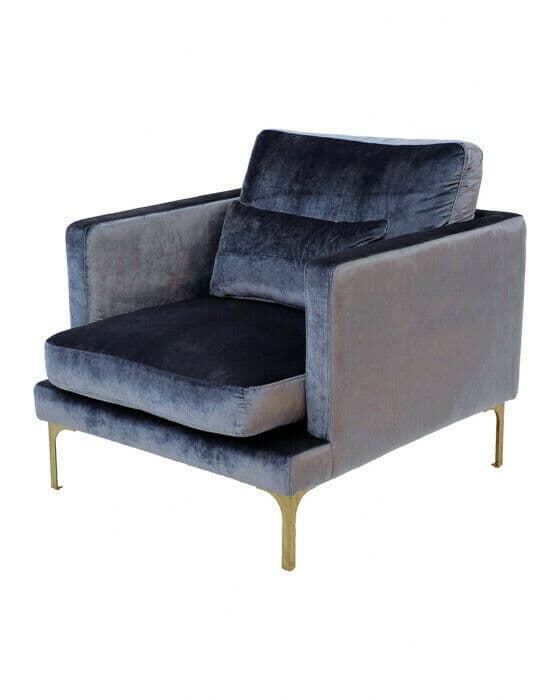 Bonham Armchair Blue Steel/Brass