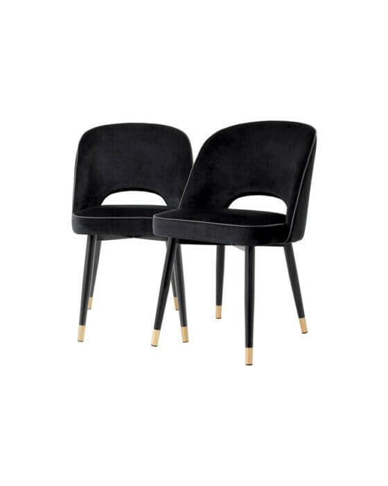Cliff ruokatuolit roche black velvet 2-settiä