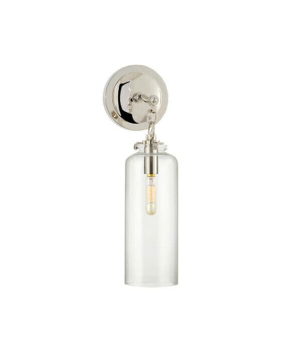 Katie Small Cylinder Sconce Polished Nickel/Clear Glass