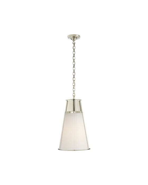 Robinson Large Pendant Polished Nickel/White Glass