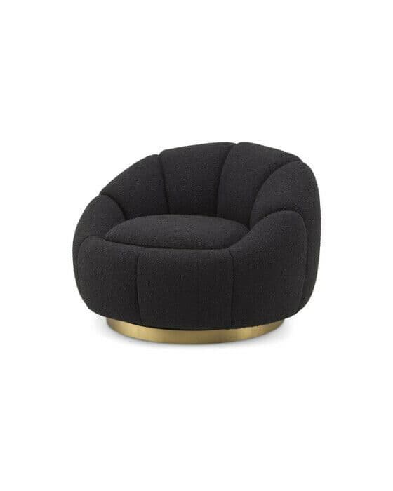 Inger Swivel Chair Bouclé Black