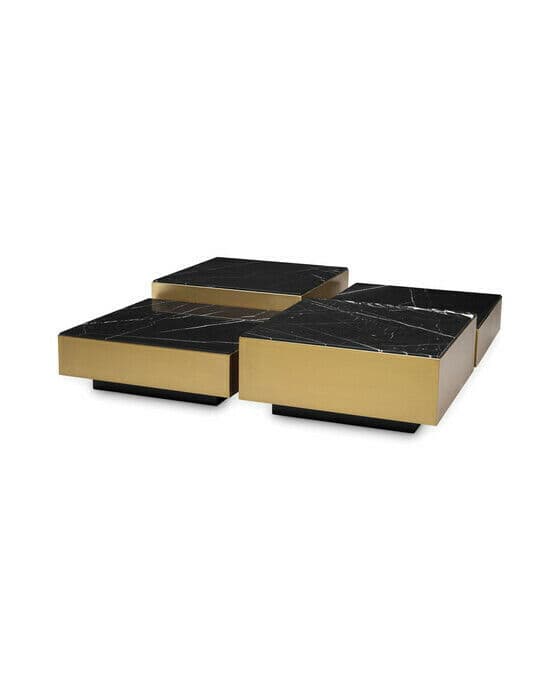 Esposito Coffee Table Black Marble Set of 4