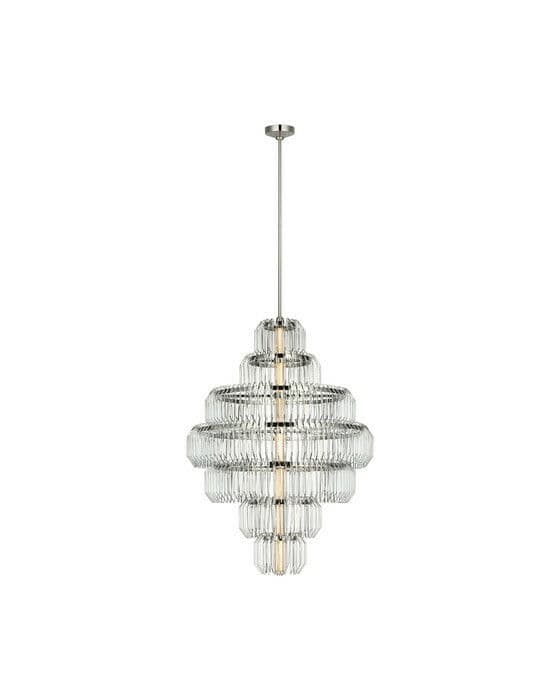 Killarney 32" Layered Chandelier Nickel/Clear Crystal