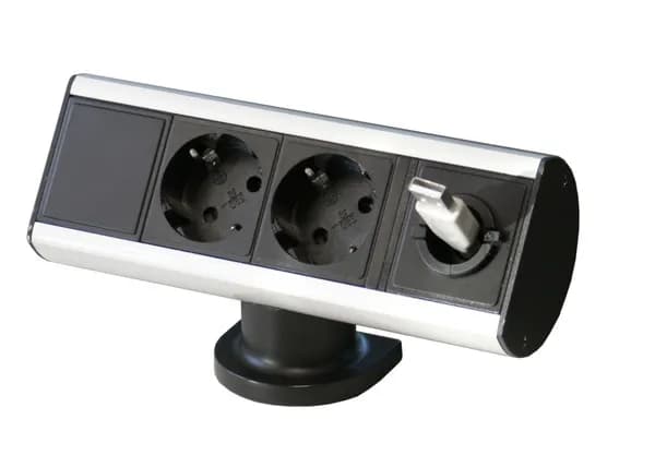 Smartline Desk, 2xCEE 7/4, kaapelin läpivientireikä, alumiini/musta – SMARTLINE