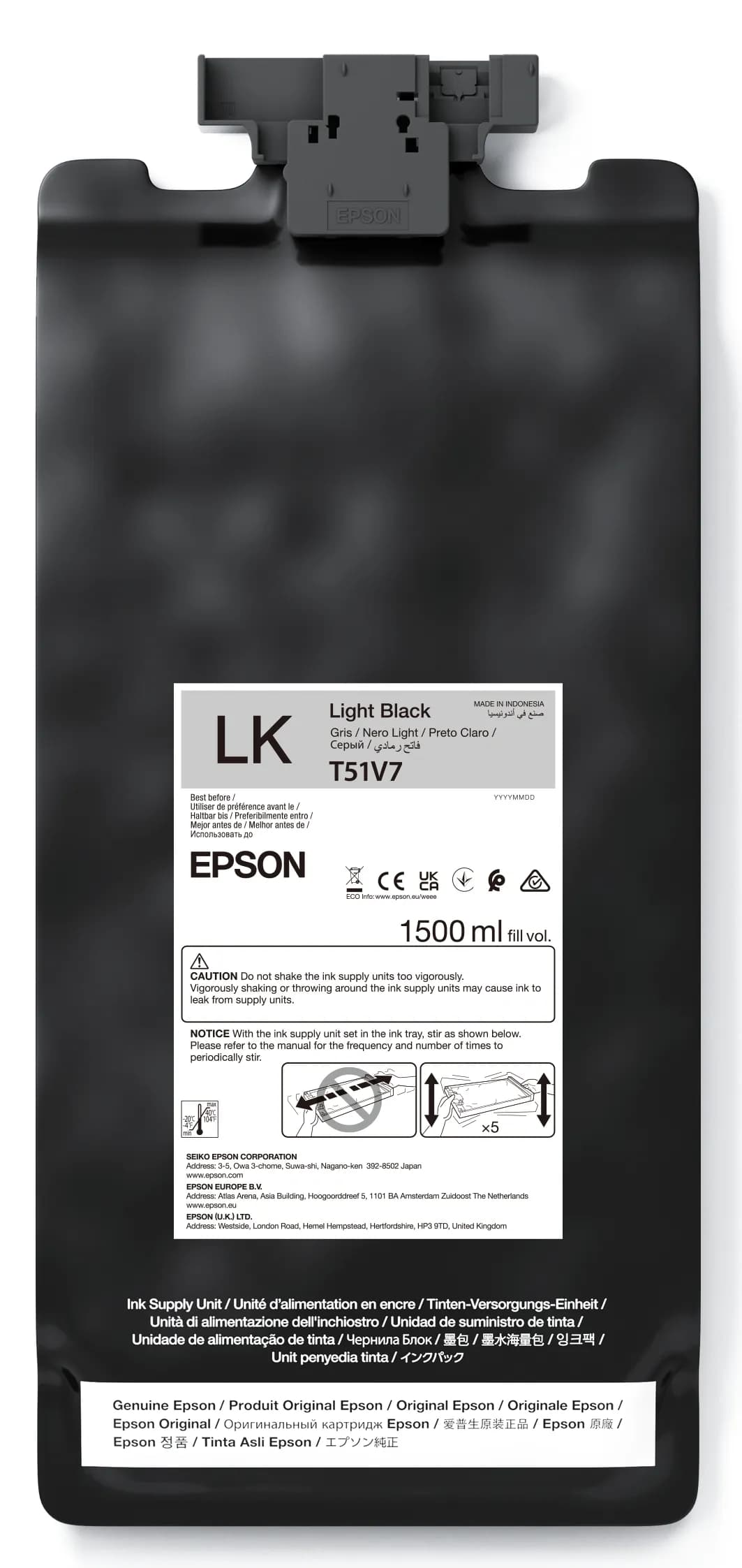 Epson UltraChrome GS3 T51V700-mustekasetti, 1500 ml, vaaleanmusta – Epson
