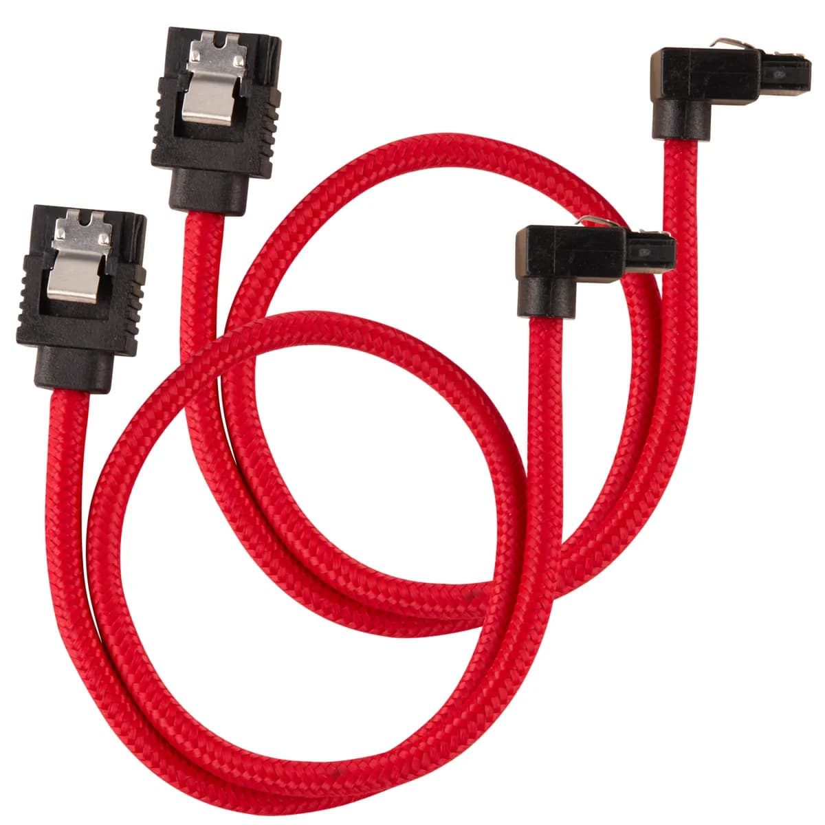 CORSAIR Premium Sleeved SATA Data Cable Set with 90degree Connectors Red 30cm – Corsair