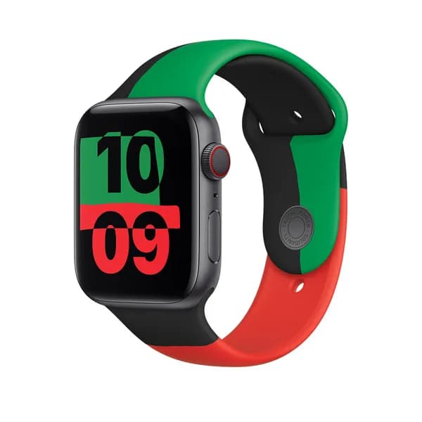 Apple Watch 44 mm -urheiluranneke, Black Unity, M/L – Apple