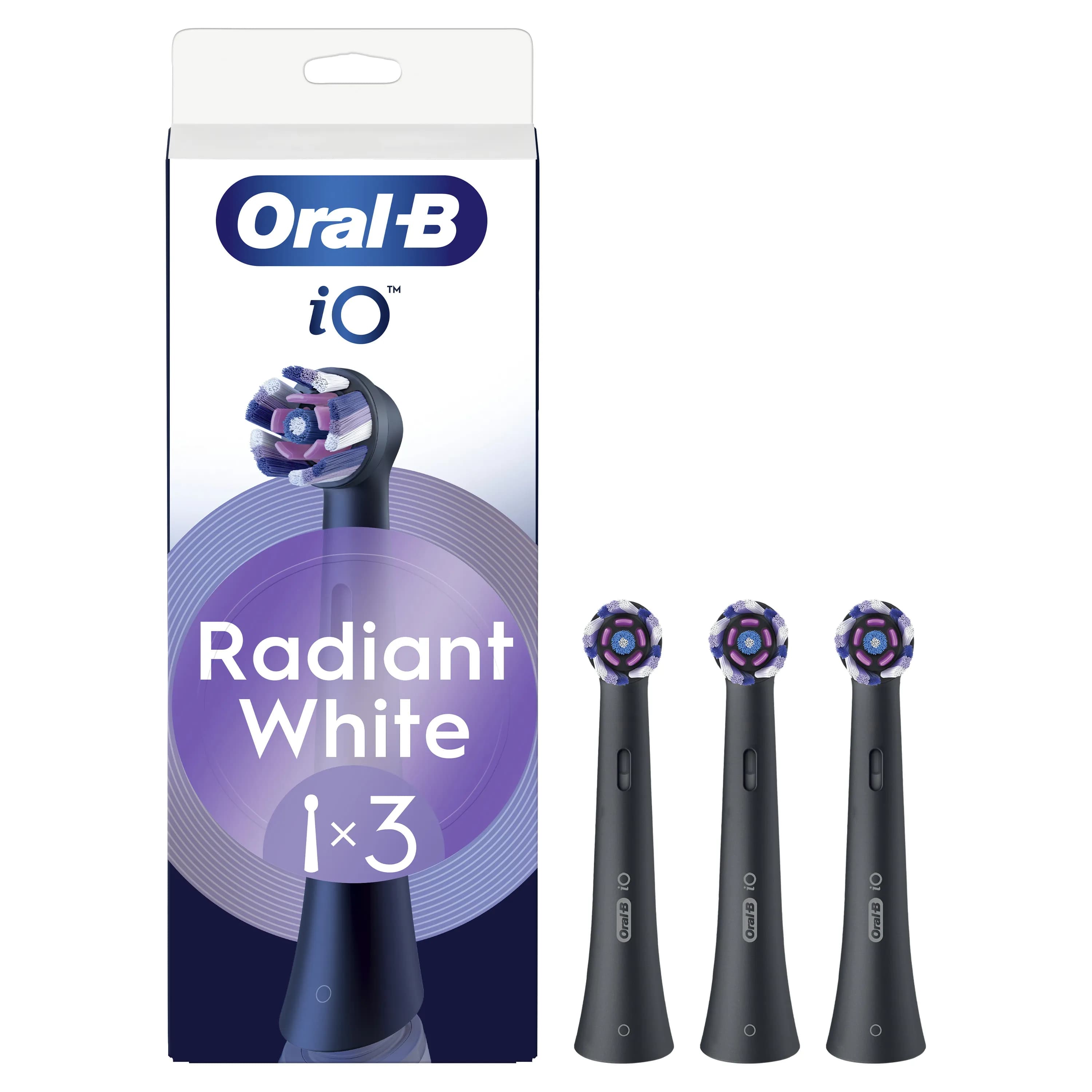 Oral-B iO Radiant White 3 kpl -vaihtoharjaspäät, Musta
