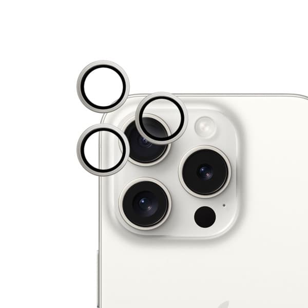 Epico Aluminium Lens, iPhone 15 Pro / 15 Pro Max -kameran linssinsuoja, White Titanium – EPICO
