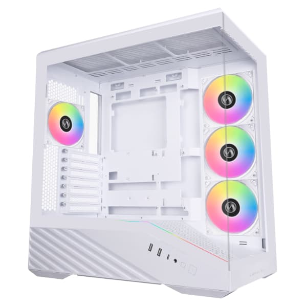 Lian Li Vector V100 -miditornikotelo ikkunalla ja RGB-valaistuksella, valkoinen – Lian-Li