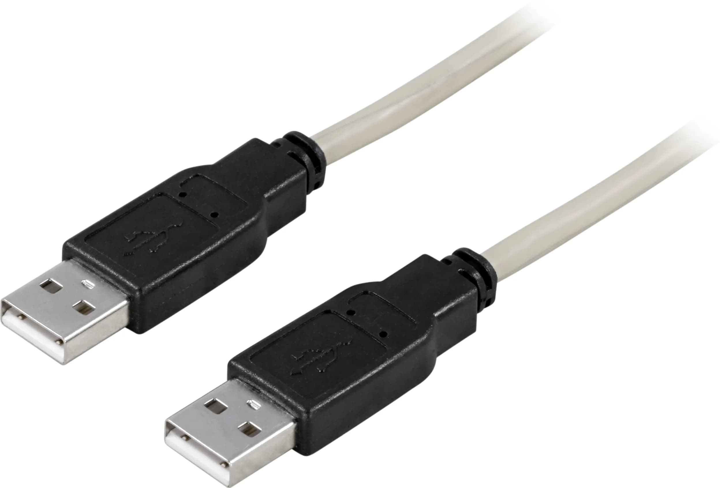 Deltaco USB 2.0 USB-A -kaapeli, 0,5 m, harmaa