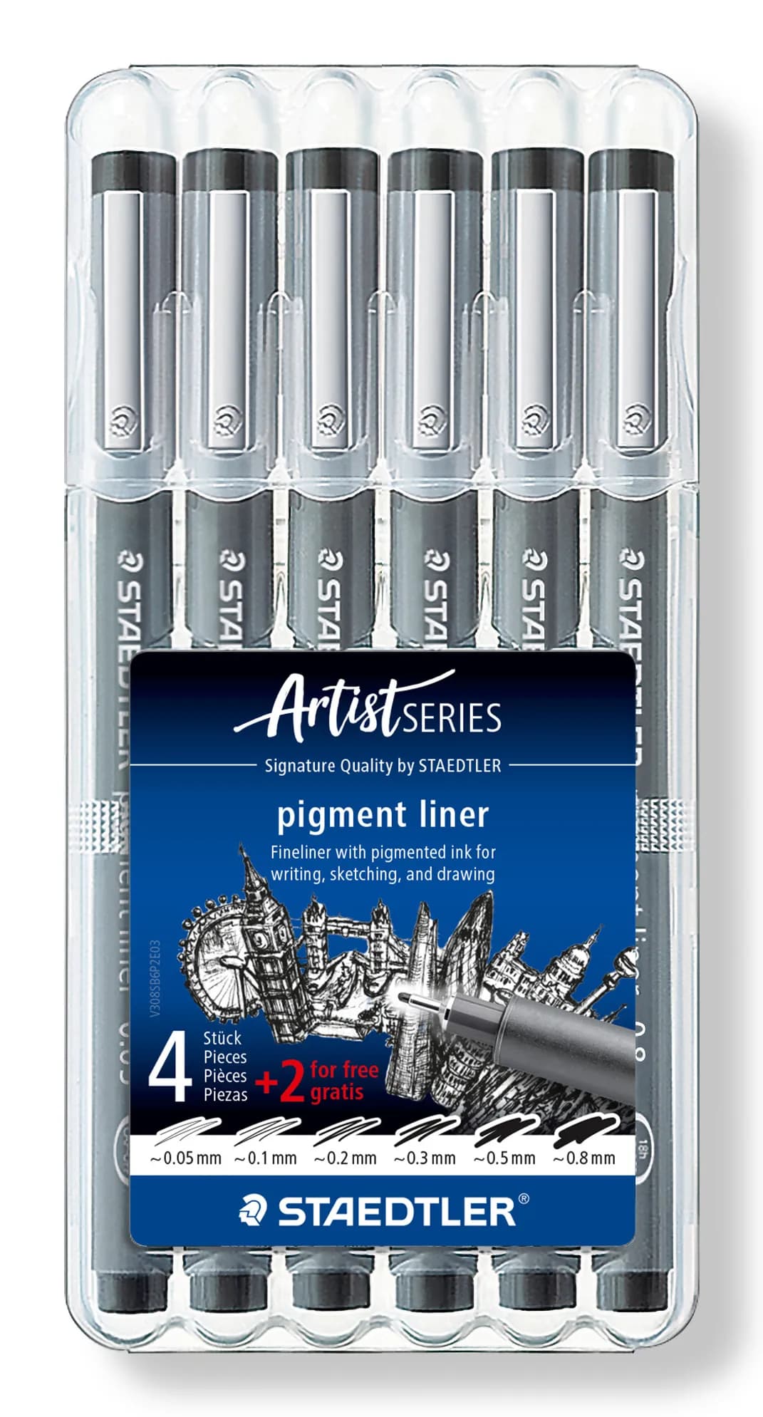 Fineliner pigment liner ass black (6) – STAEDTLER