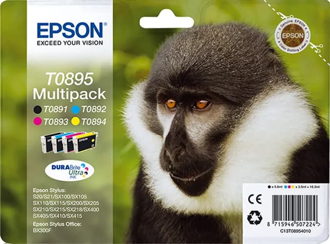 Epson T0895 -mustekasettipakkaus, CMYK, 4 kpl – Epson