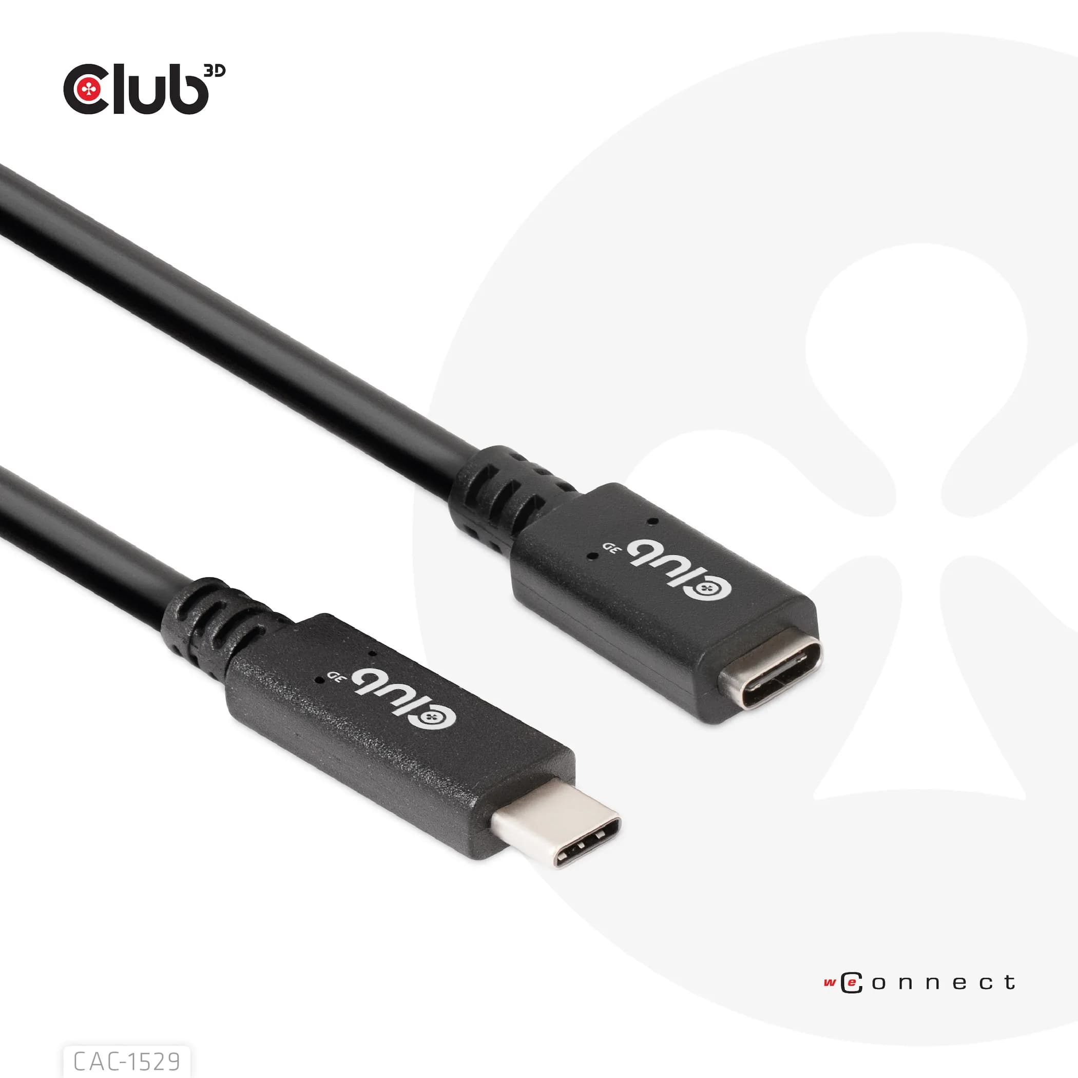 Club 3D CAC-1529 USB-C -jatkokaapeli, 60 W, 2 m, musta