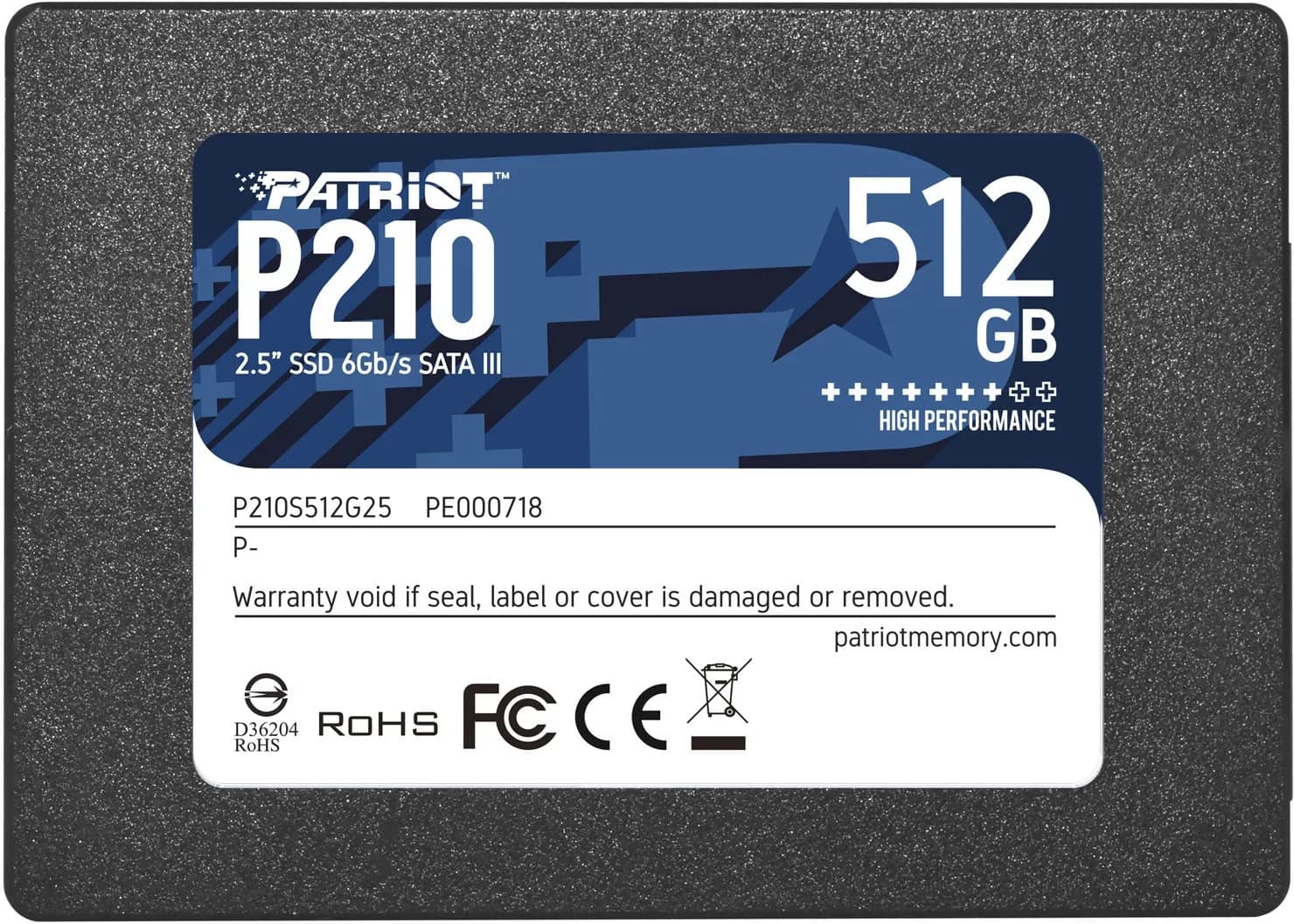 Patriot P210 512 Gt 2,5" SATA -SSD-levy – PATRIOT