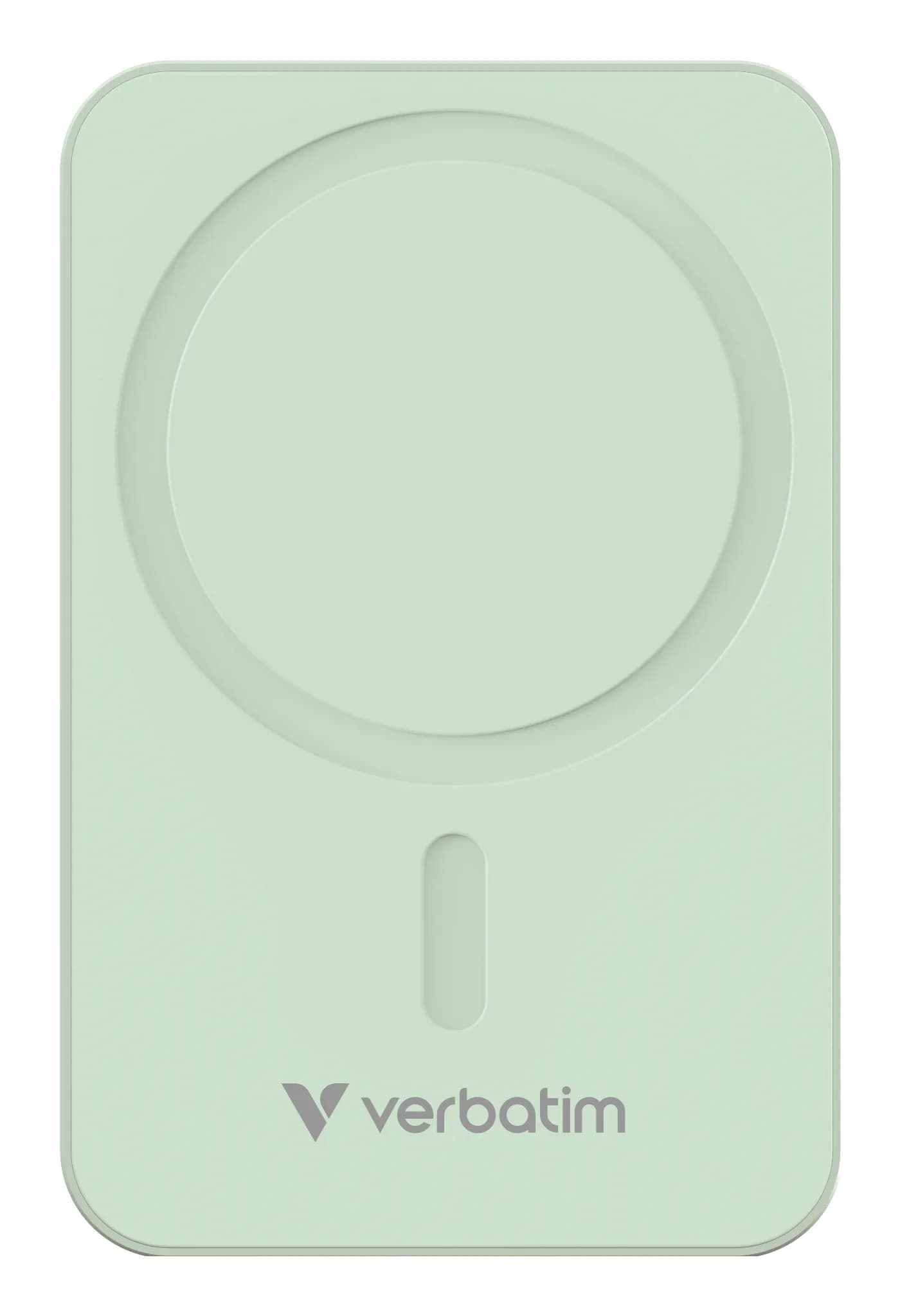 Verbatim Charge n Go Magnetic Wireless -varavirtalähde, 20000 mAh, Vihreä – Verbatim