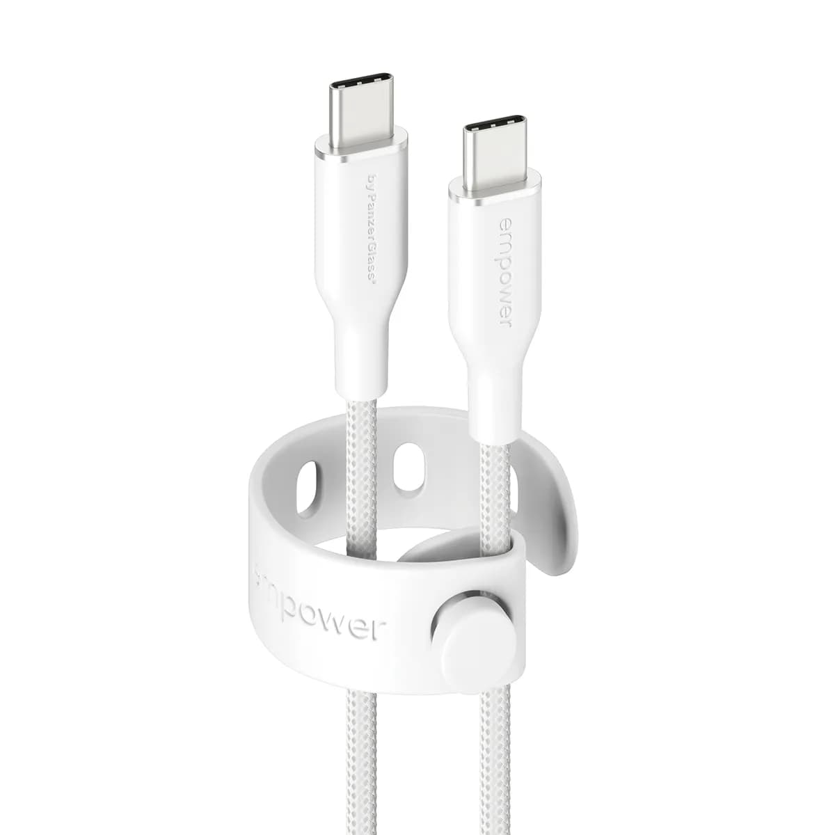 PanzerGlass Empower Racing USB-C -kaapeli, 60 W, 1,2 m, hopeanvalkoinen
