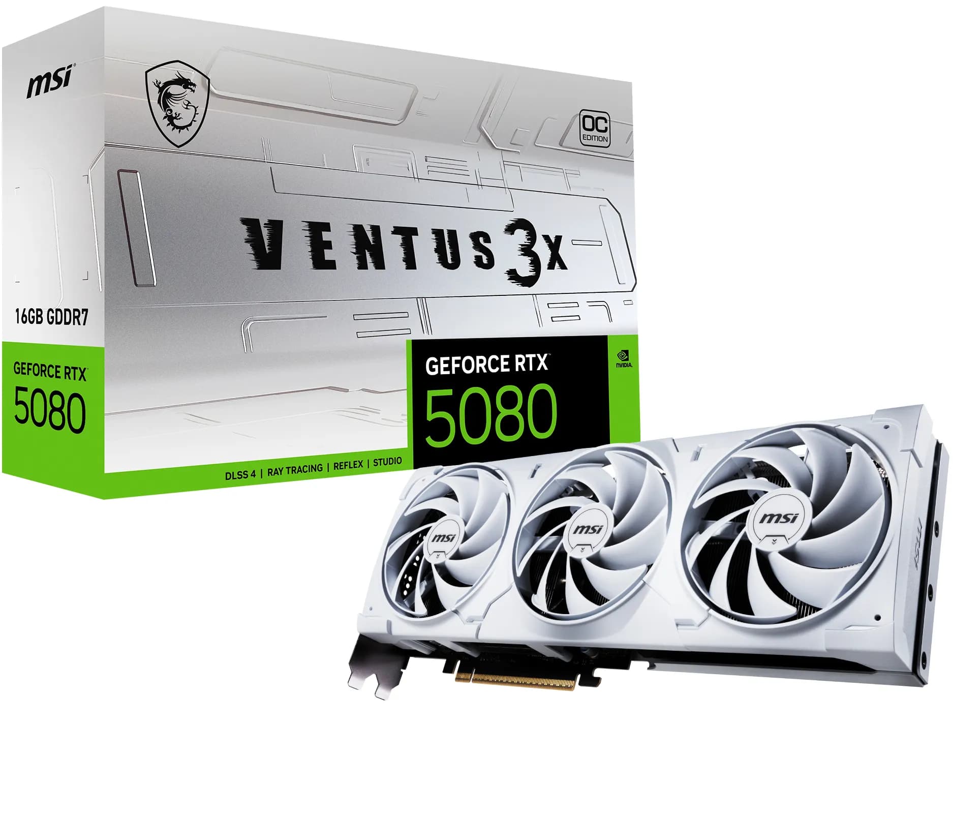 MSI GeForce RTX 5080 VENTUS 3X WHITE OC 16 Gt -näytönohjain – MSI