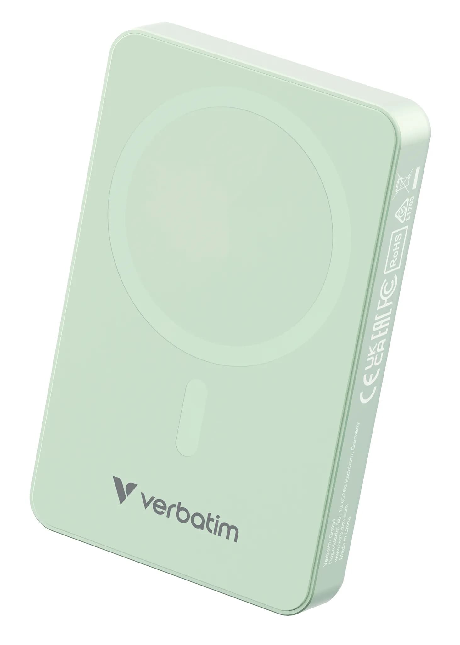 Verbatim Charge n Go Magnetic Wireless -varavirtalähde, 10000 mAh, Vihreä