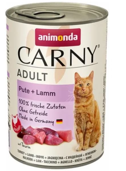 Animonda Carny Adult Turkey with Lamb, Kissan märkäruoka, Viljaton, 400 g – Animonda