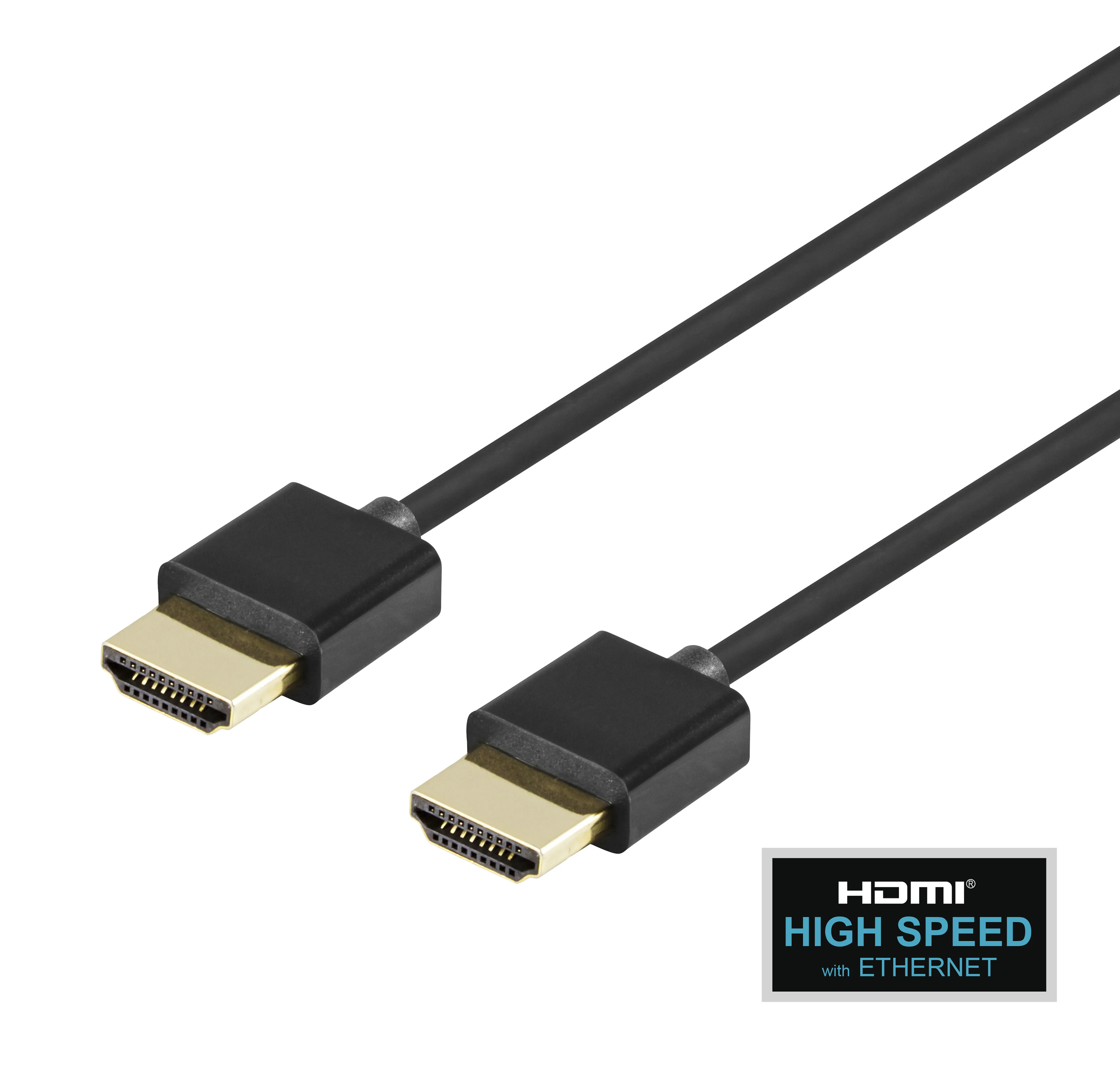 DELTACO Ultra-thin HDMI 2.0 -kaapeli, jossa Ethernet, 1 m, musta