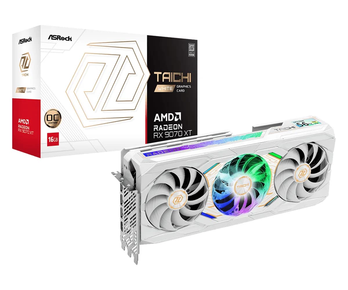 ASRock Radeon RX 9070 XT Taichi White OC 16 Gt -näytönohjain – ASRock