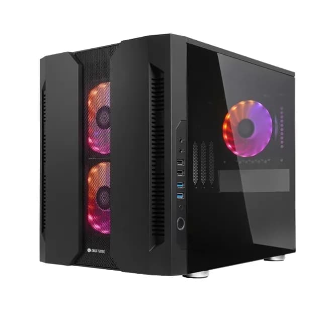 Chieftronic M2 GM-02B-OP -micro-ATX-kotelo ikkunalla ja RGB-valaistuksella, musta