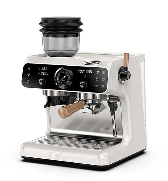 HIBREW H7B -puoliautomaattinen espressokone kahvimyllyllä, valkoinen/musta