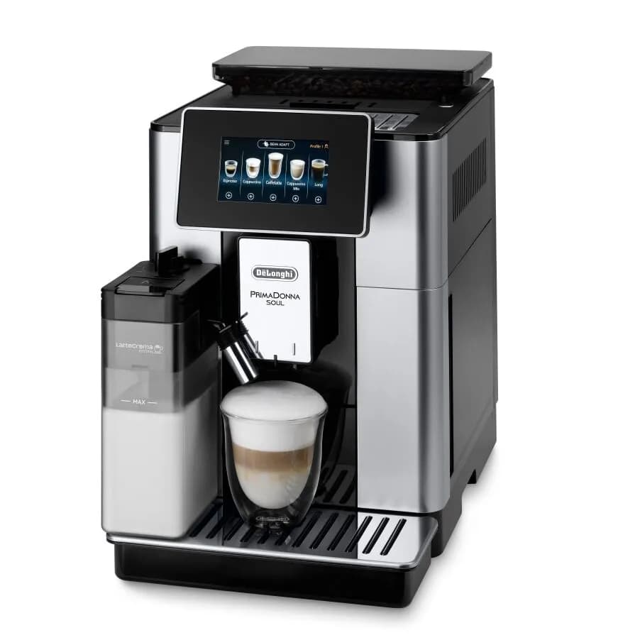 Delonghi PrimaDonna Soul ECAM610.55 -yhdistelmäkahvinkeitin, musta, Hopea – Delonghi