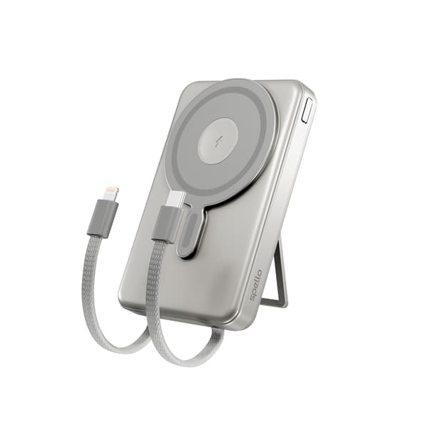 Spello ForcePack 4in1 10000mAh Magnetic Wireless Power Bank SM75 | Titanium | Qi2  &  MagSafe Compatible