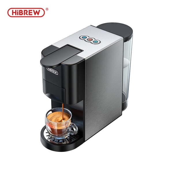 HiBREW H3A Nespresso/Dolce Gusto/E.S.E.-yhteensopiva kapselikahvinkeitin, 1 l, hopea