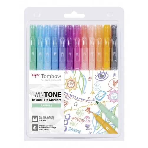 Tombow marker TwinTone pastel 0,3/0,8 (12) – TOMBOW