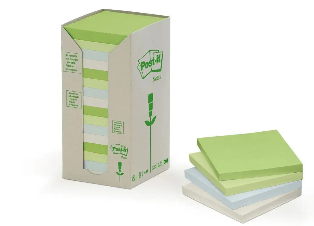 Post-it Recycled mix colors 76x76 100sh (16) – 3M