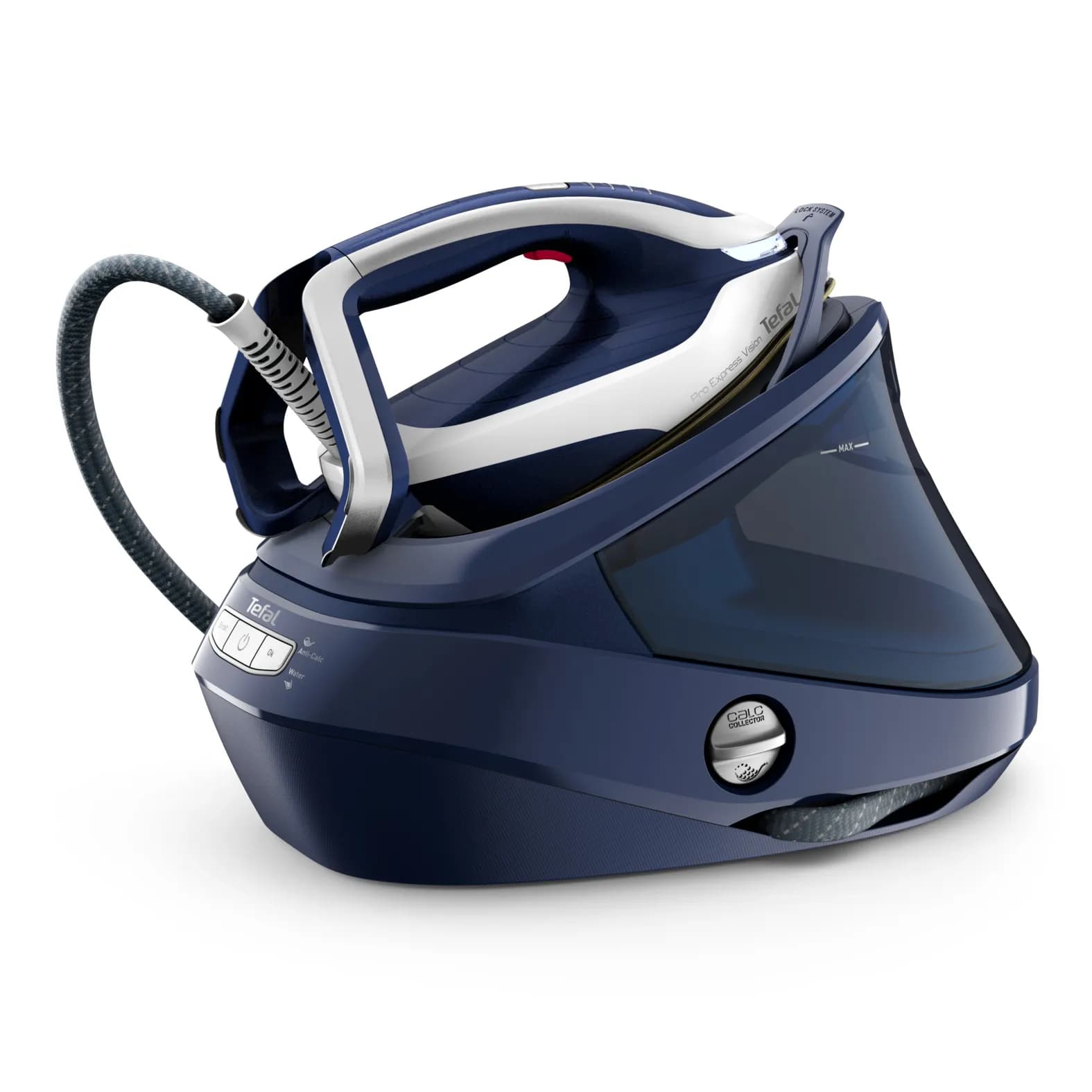Tefal Pro Express Vision GV9812 -höyrysilityskeskus, 3000 W, 8,1 bar, 1,1 l, sininen/valkoinen