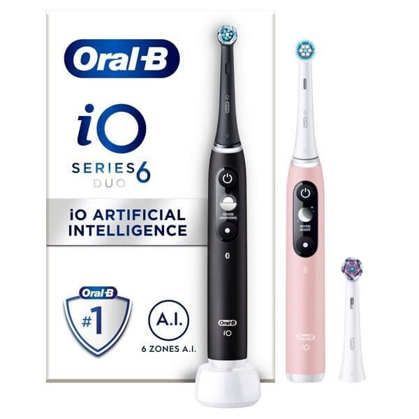Oral-B iO6 Duo Pack -sähköhammasharja, 2 kahvaa, Black Lava & Pink Sand – Oral-b