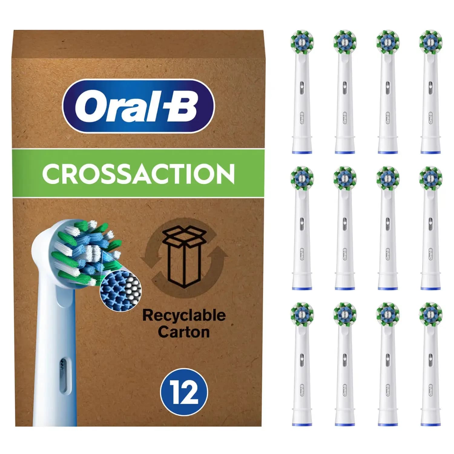 Oral-B CrossAction 12 kpl -vaihtoharjaspäät, Valkoinen