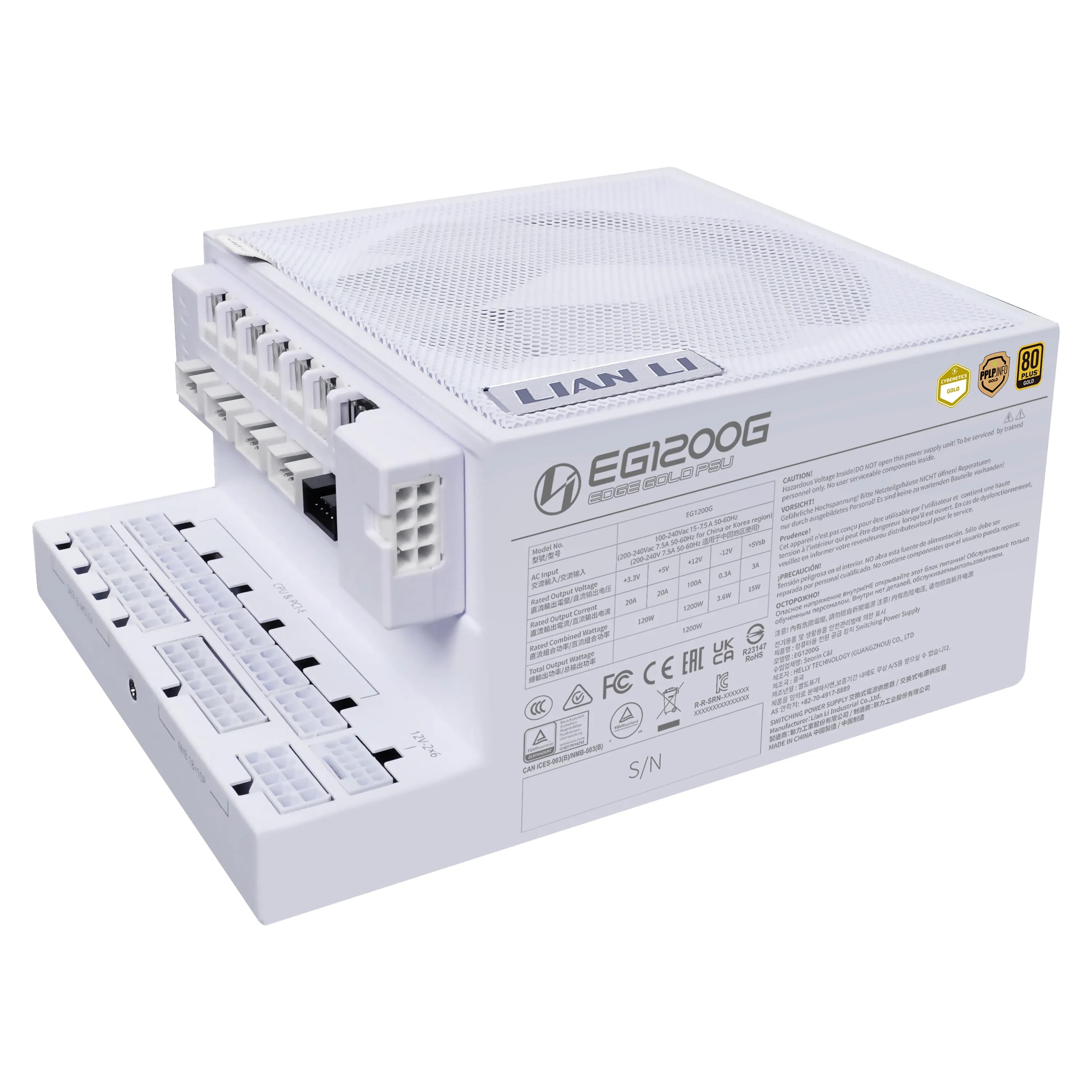 Lian Li Edge Gold White 1200W -virtalähde, 80 Plus Gold – Lian-Li