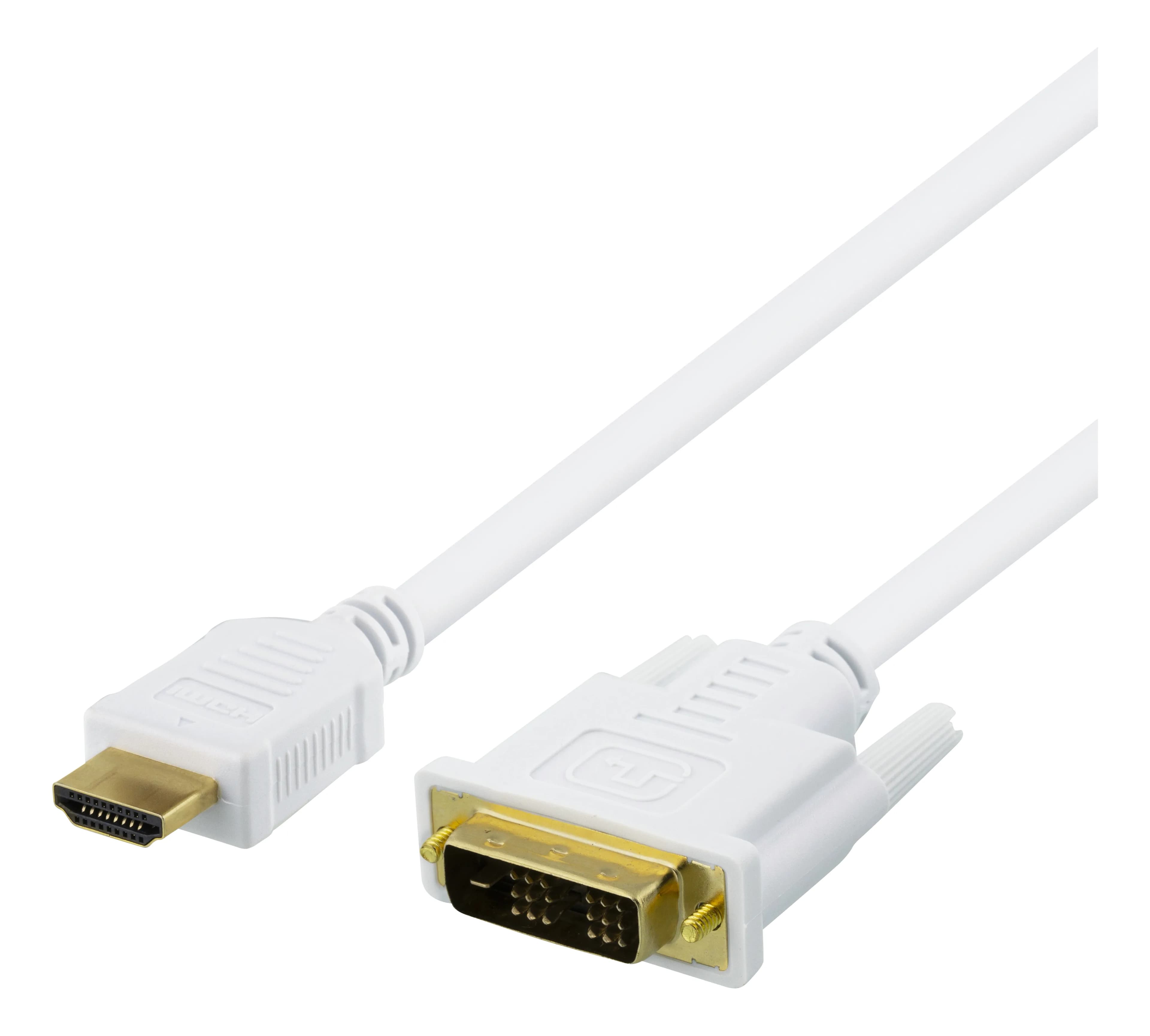 Deltaco HDMI – DVI -kaapeli, 2 m, valkoinen