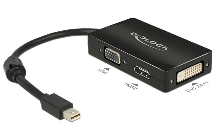 De-Lock  mini DisplayPort – VGA (D-Sub)+ HDMI + DVI -adapteri, Musta – De-Lock