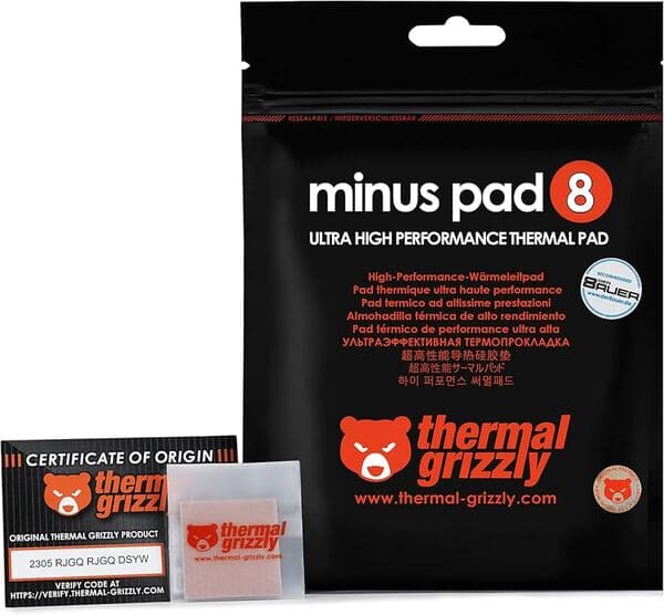 Thermal Grizzly Minus Pad 8 30x30x1mm, 2 kpl -lämpötyyny, vaaleanpunainen
