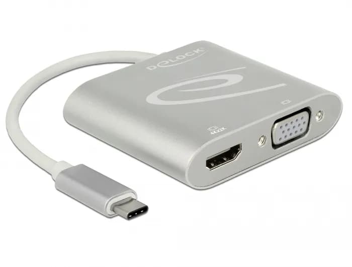 De-Lock USB-C – HDMI + VGA -adapteri, Hopea