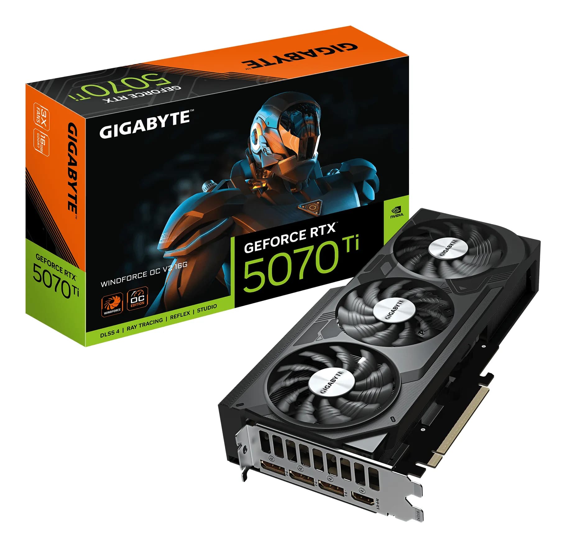 Gigabyte GeForce RTX 5070 Ti WINDFORCE V2 OC 16 Gt -näytönohjain – Gigabyte