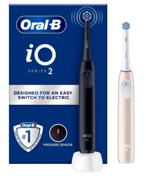 Oral-B iO2 Duo -sähköhammasharjasetti (Yönmusta & Rauhallinen vaaleanpunainen) – Oral-b
