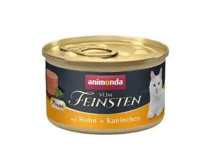 Animonda Vom Feinsten Adult Mousse Chicken & Rabbit, Kissan märkäruoka, Viljaton, 85 g – Animonda
