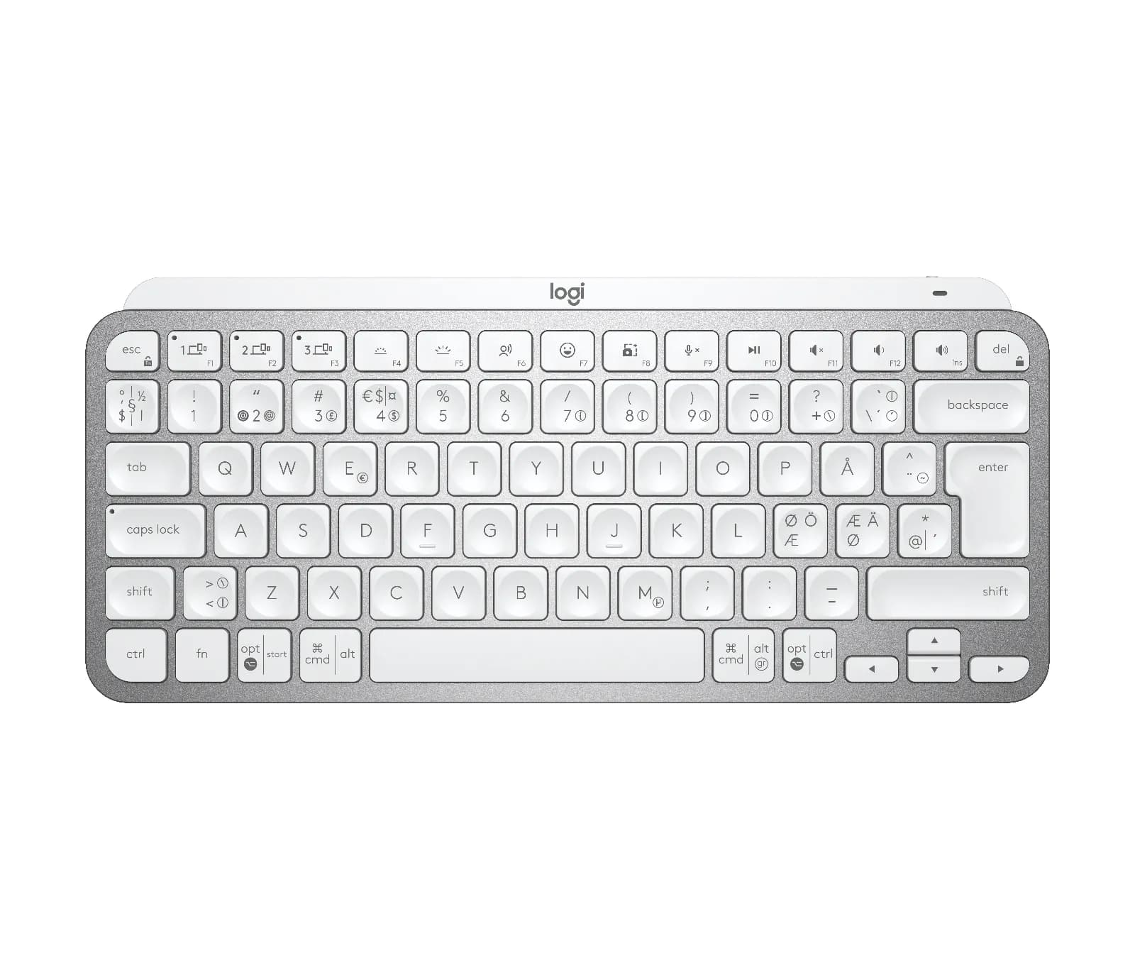 Logitech MX Keys Mini -langaton ergonominen näppäimistö, PerfectStroke, vaaleanharmaa – Logitech
