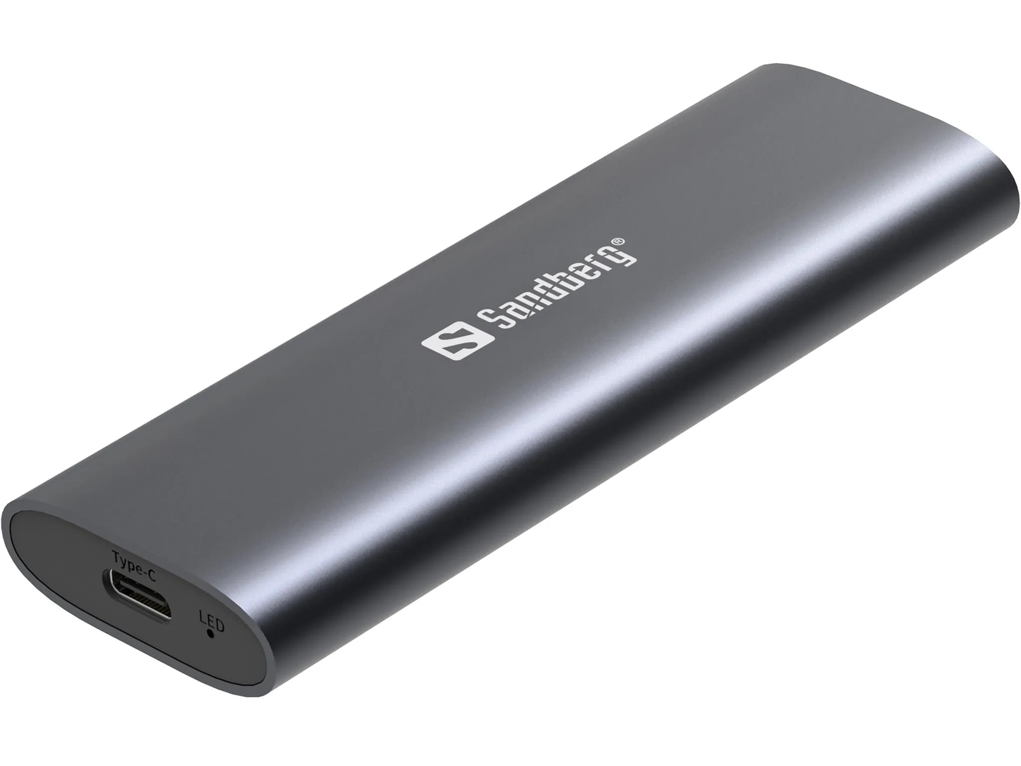 SANDBERG 136-39 M.2 NVMe SSD -kotelo, USB-C, USB 3.2 Gen 2, työkaluton, musta