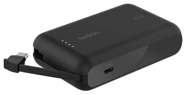 Belkin 10k PD20W Integrated USB-C Cable -varavirtalähde, musta – Belkin