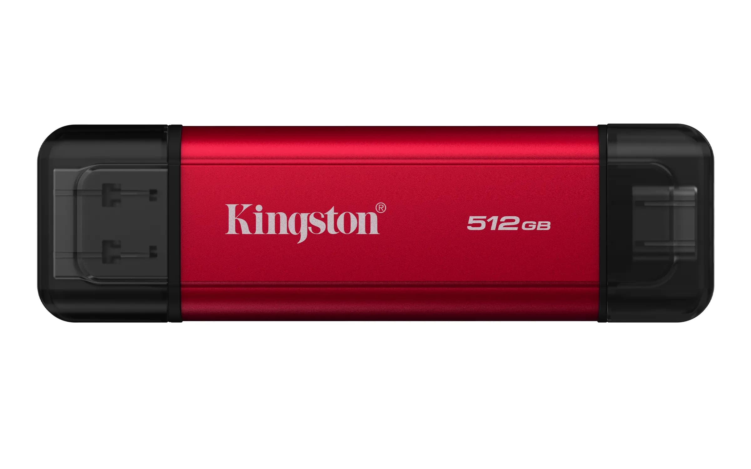 Kingston Dual Portable 512 Gt USB-C/USB-A -ulkoinen SSD, iskunkestävä, musta/punainen – Kingston